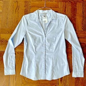 H&M Women’s Pinstripe Blue Button Down Shirt